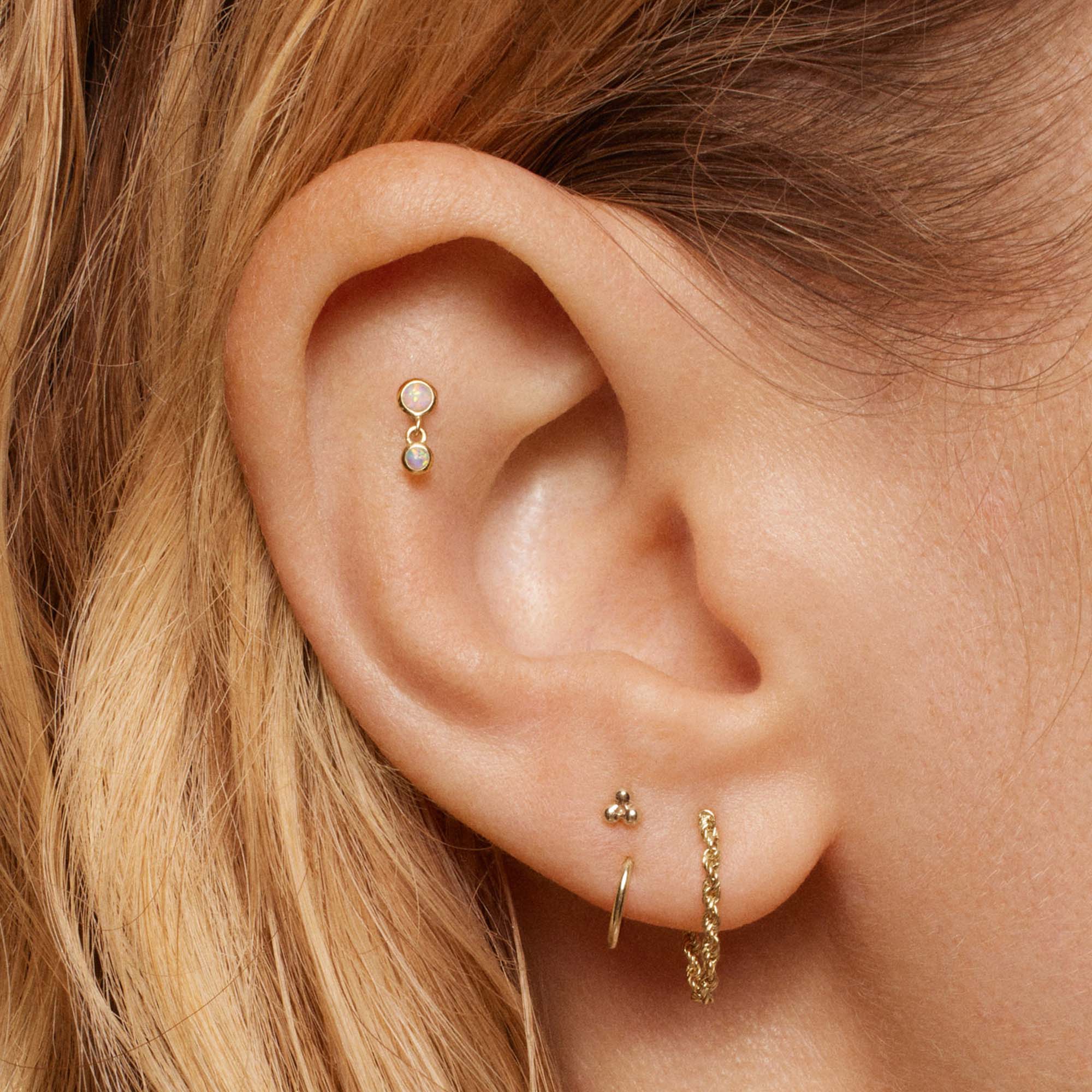14k Ball Trinity Flat Back Stud - Image 3