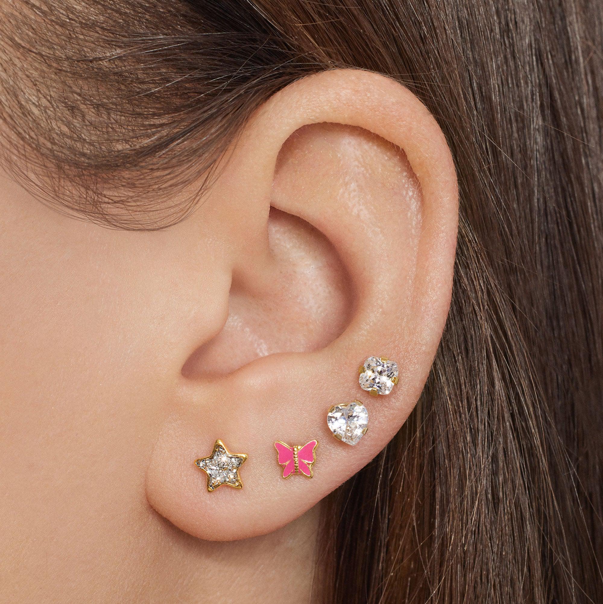 14k CZ Princess Cut Studs - 5mm - Image 3