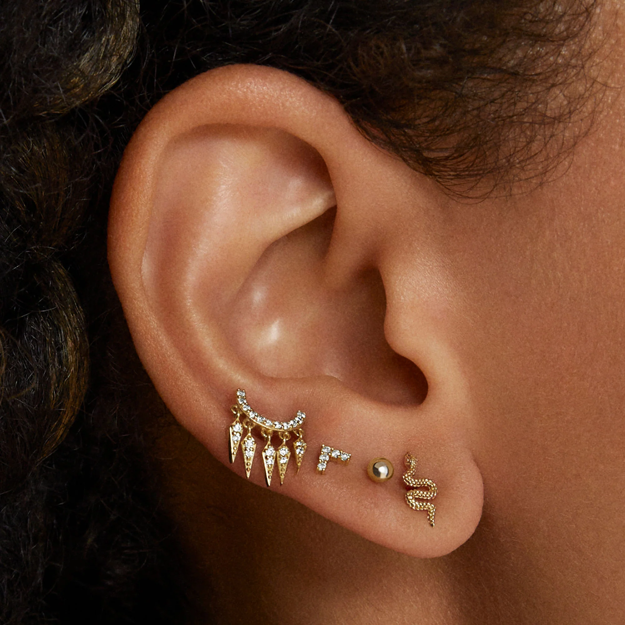 14k Diamond Chevron Flat Back Stud - Image 2