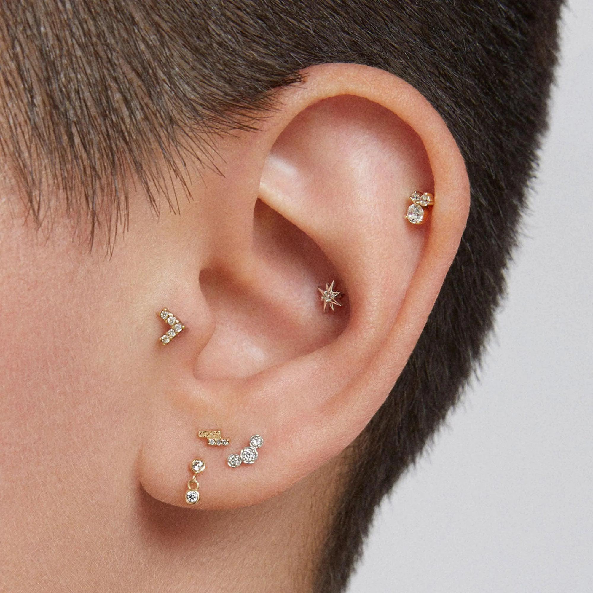14k Diamond Cluster Flat Back Stud - Image 2