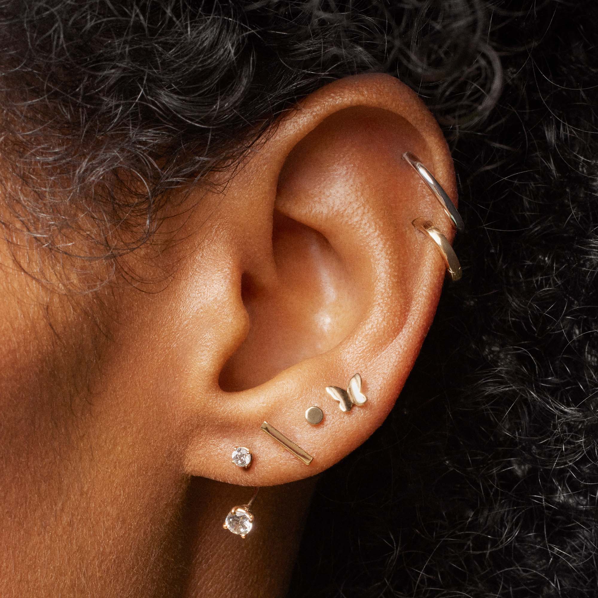 14k Flat Back Bar Stud - Image 3
