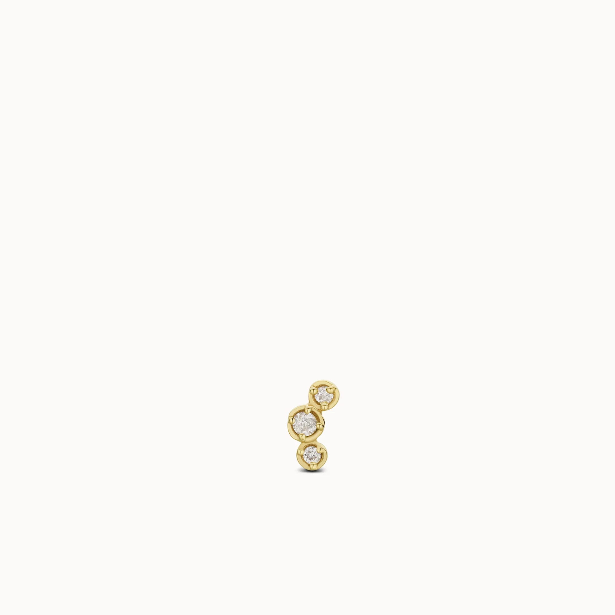 14k Flat Back Triple Diamond Stud
