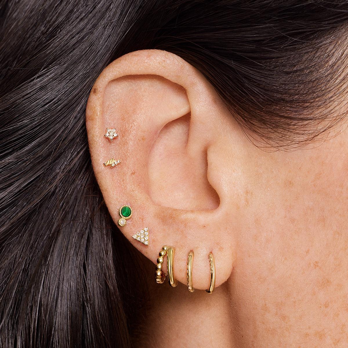 14k Half Diamond Clicker Hoop - Image 3