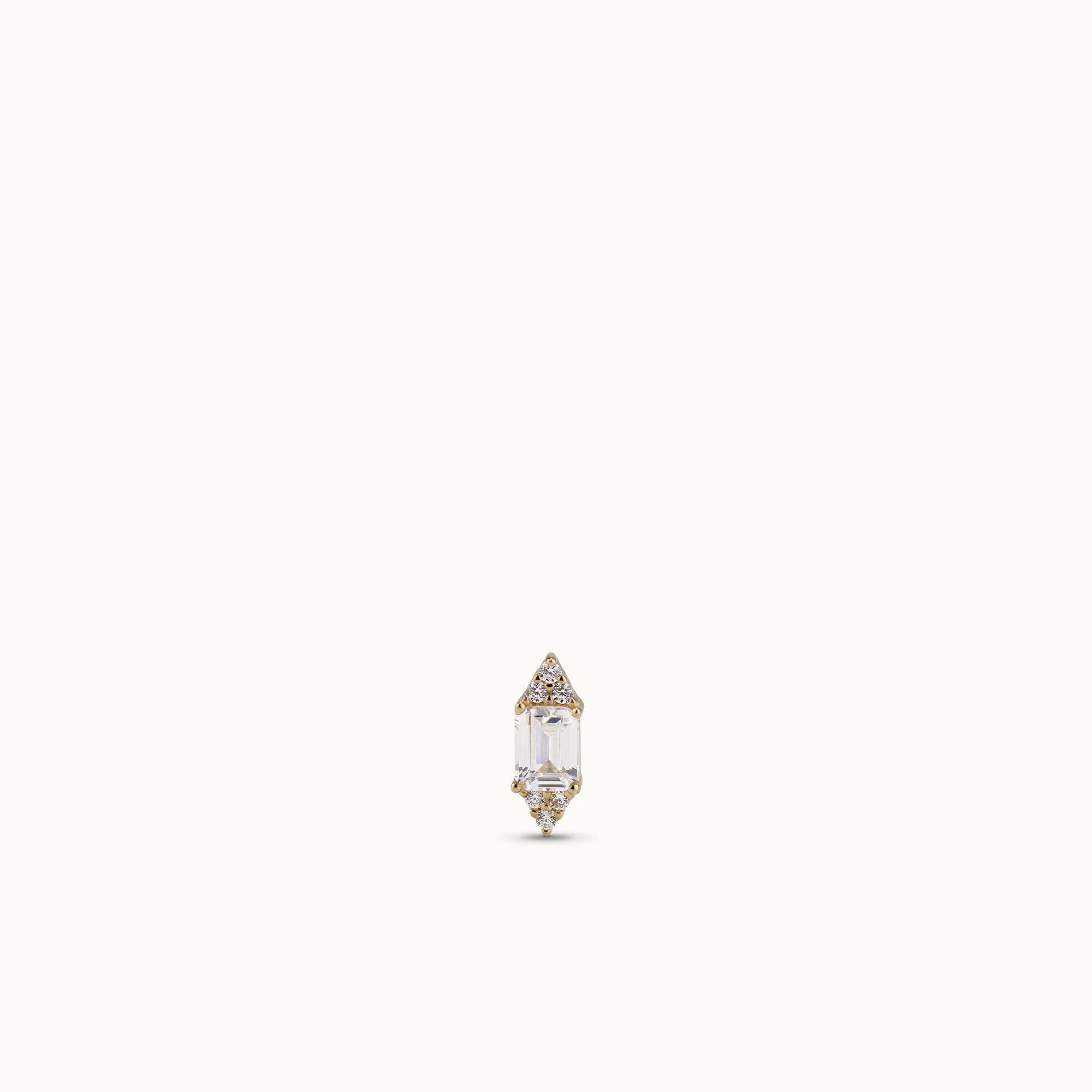 14k Gold Hexagon CZ Flat Back Stud