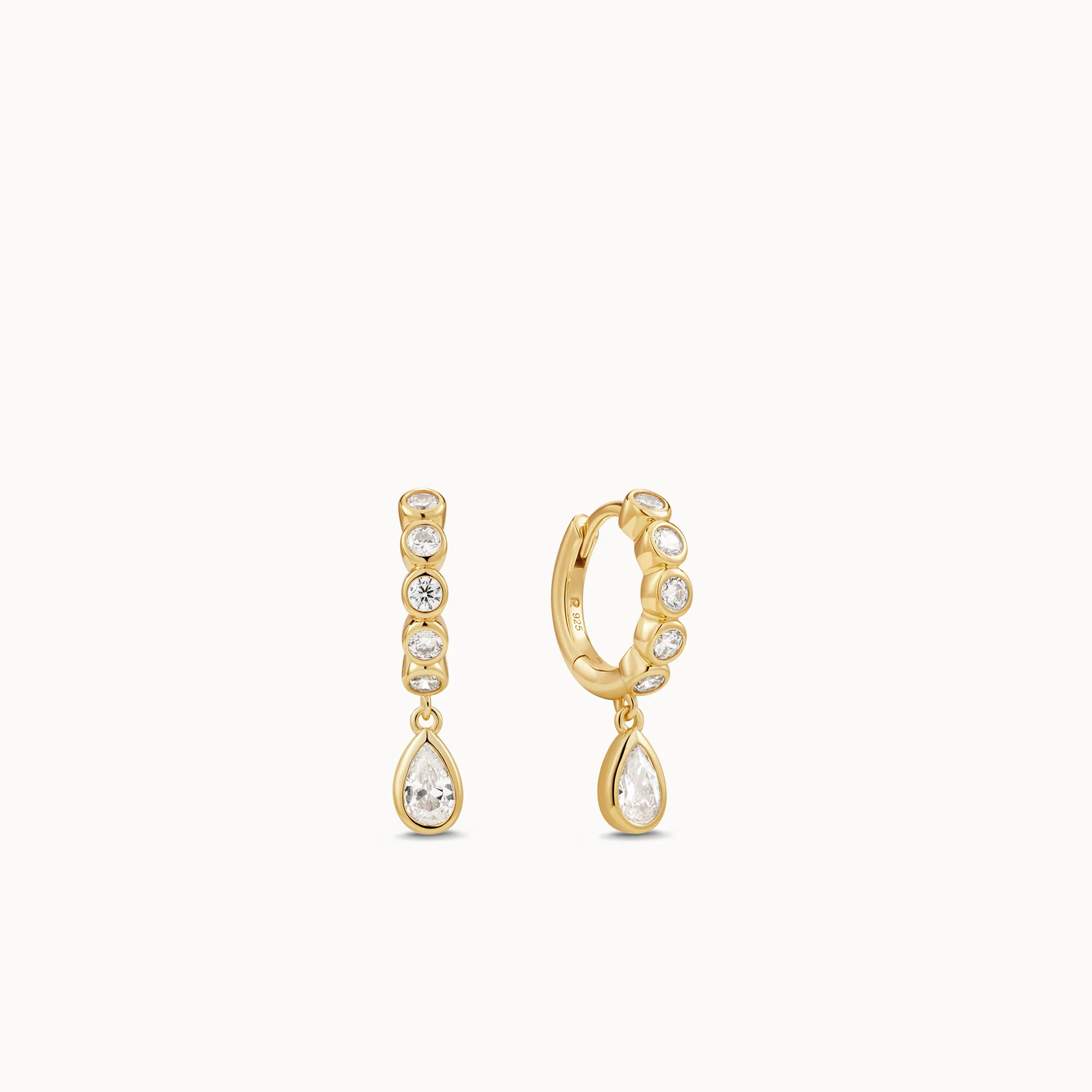 Bezel CZ Drop Huggies