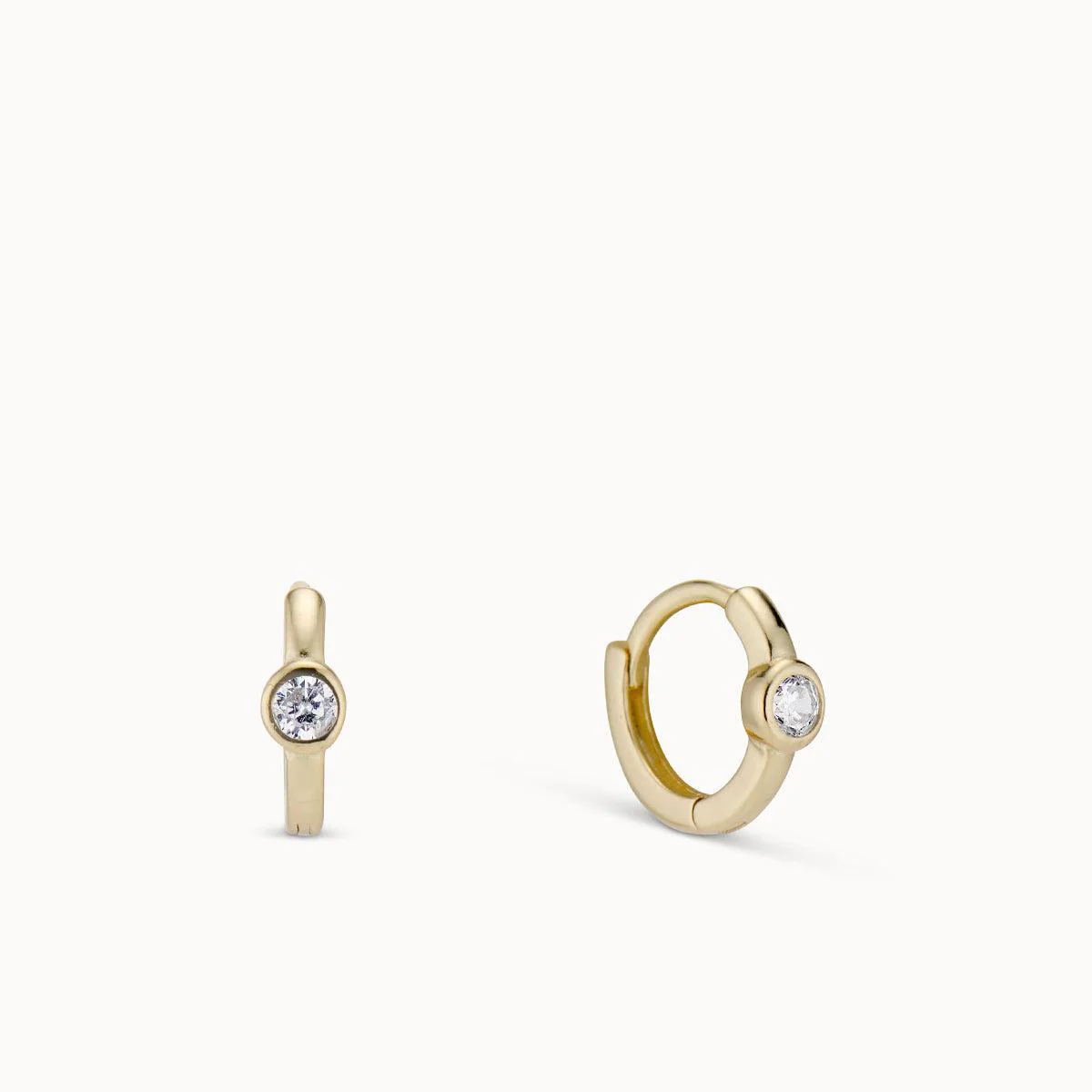 Bezel CZ Huggie Hoops