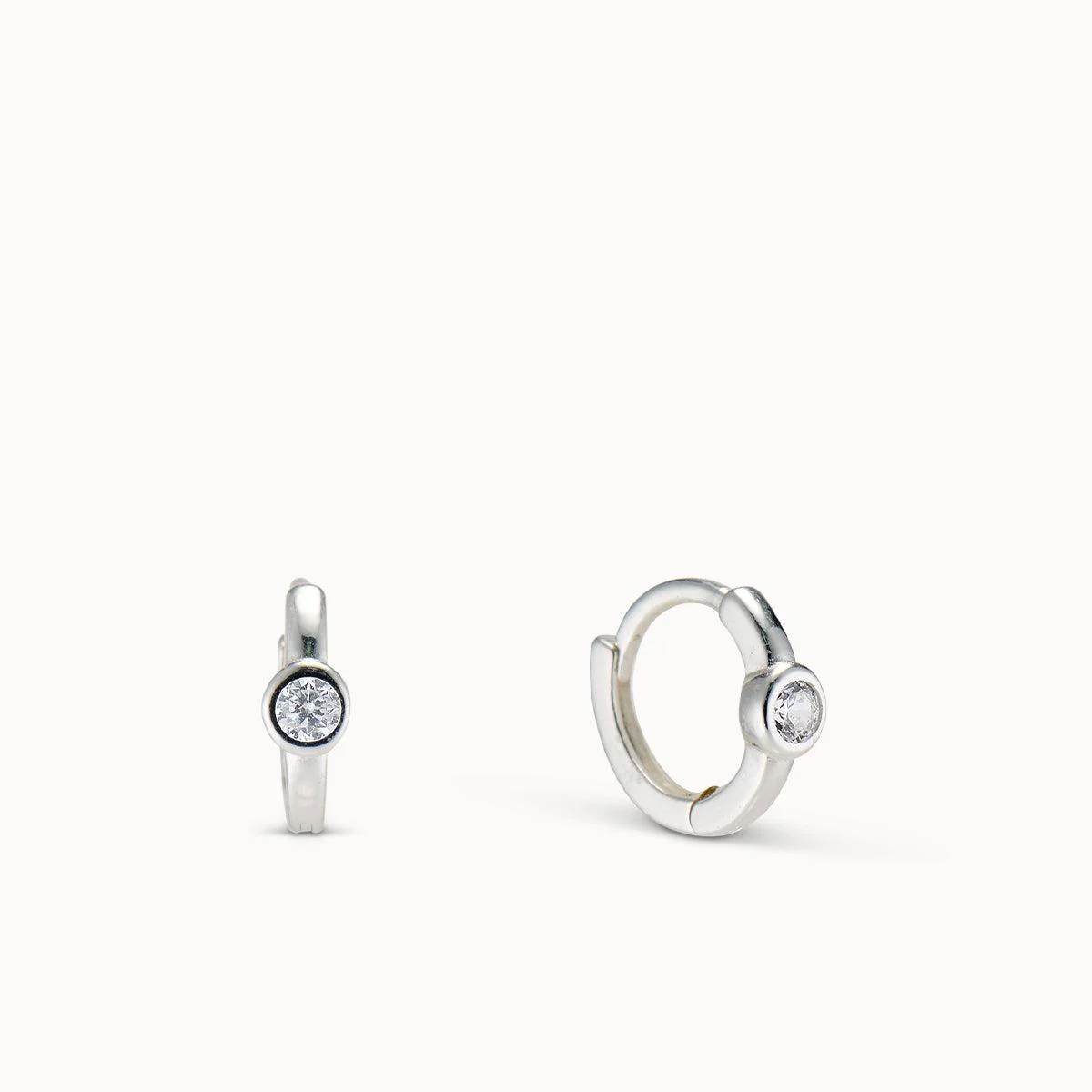 Bezel CZ Huggie Hoops - Image 2