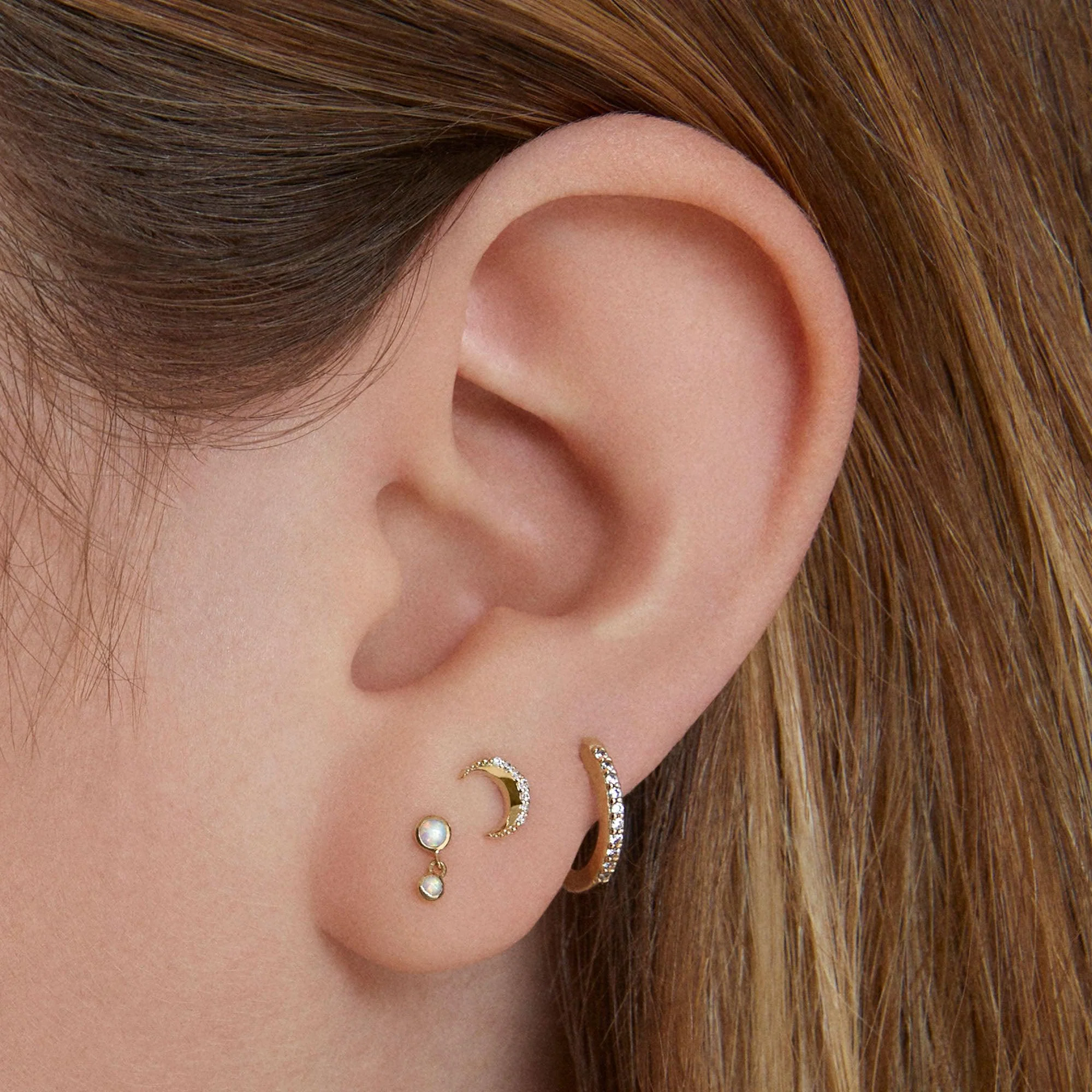 14k Half Diamond Hoop 11mm - Image 3
