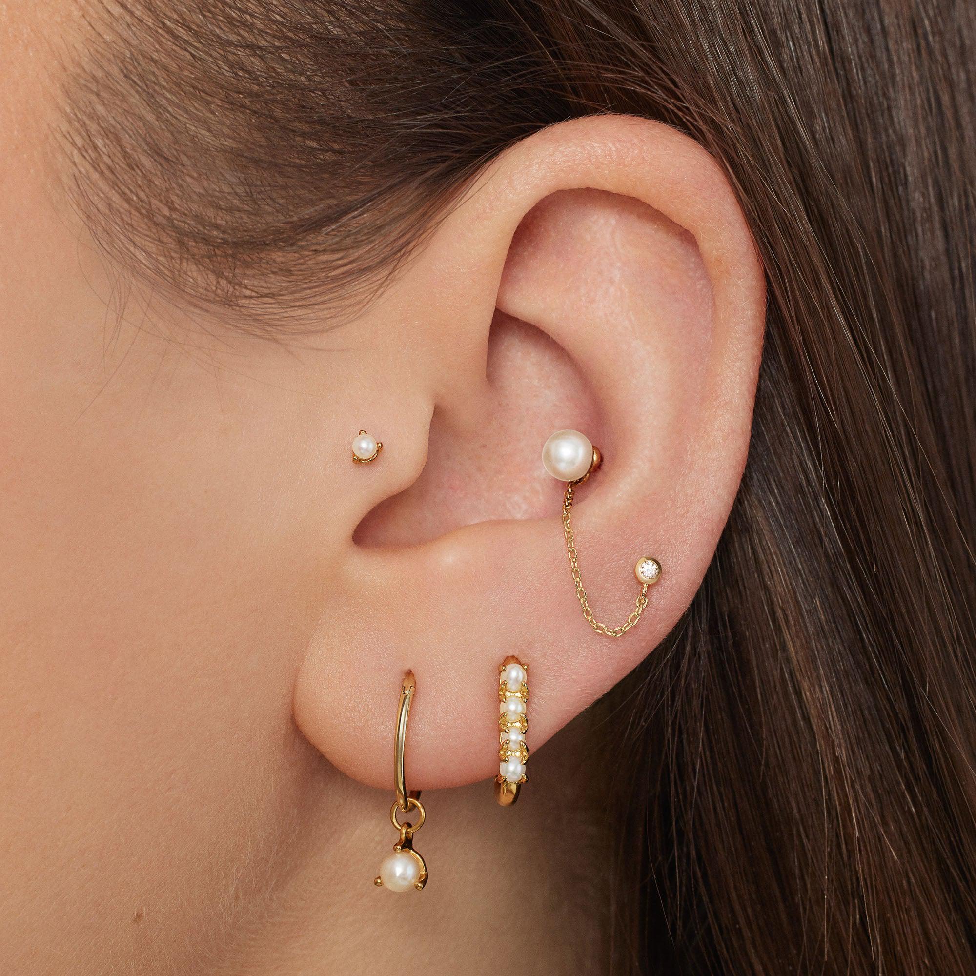 Pearl Studded Oval Huggies - Image 2