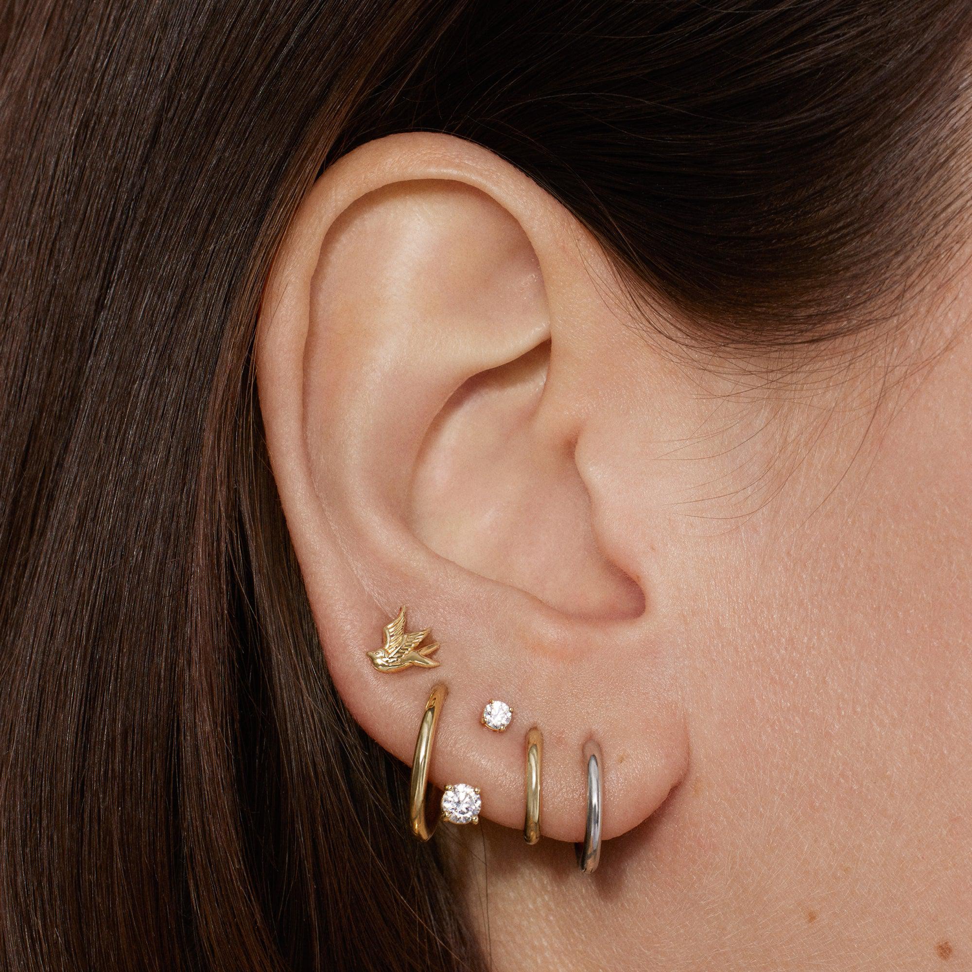 14k Plain Round Hoop 14mm - Image 4