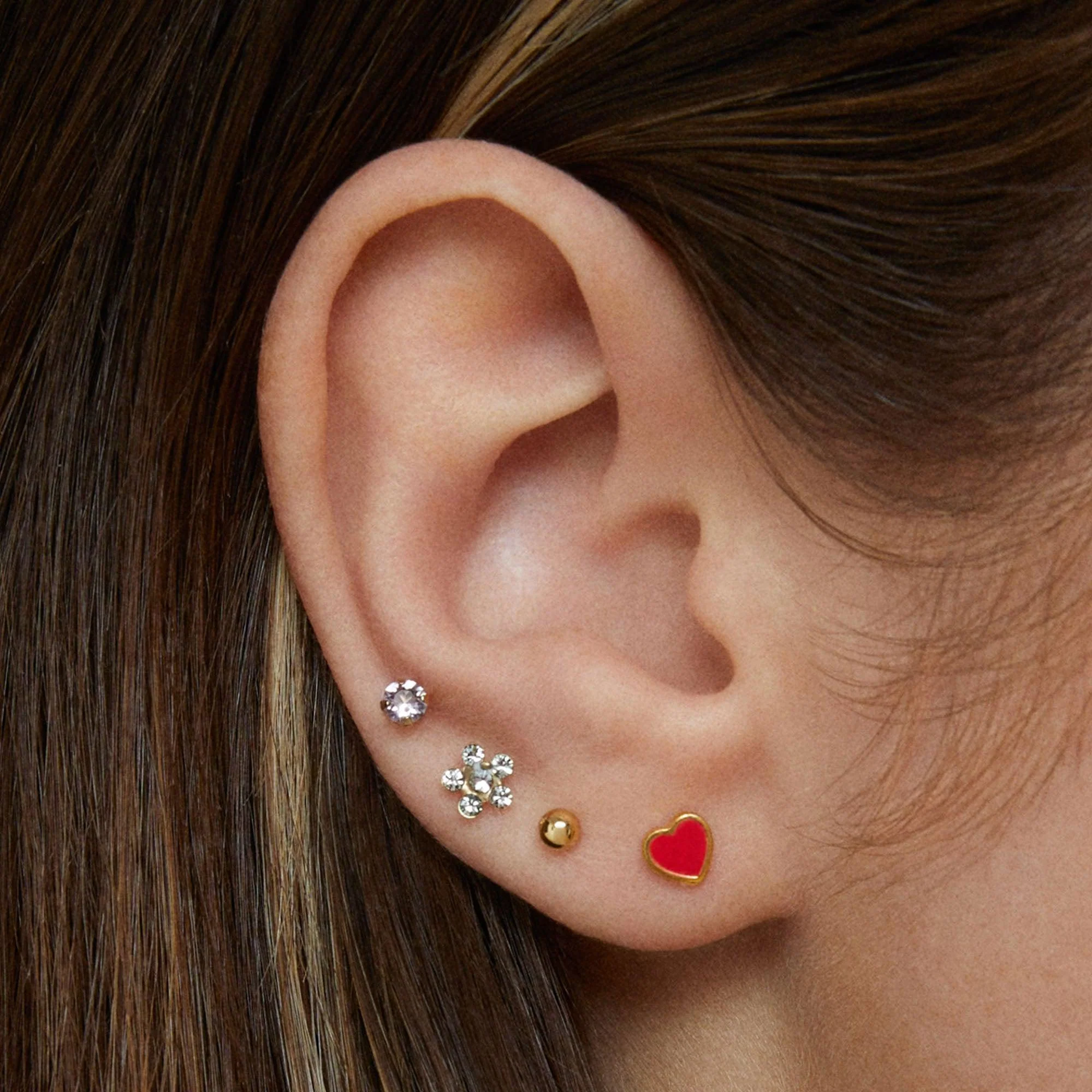 Red Enamel Heart Studs - Image 2