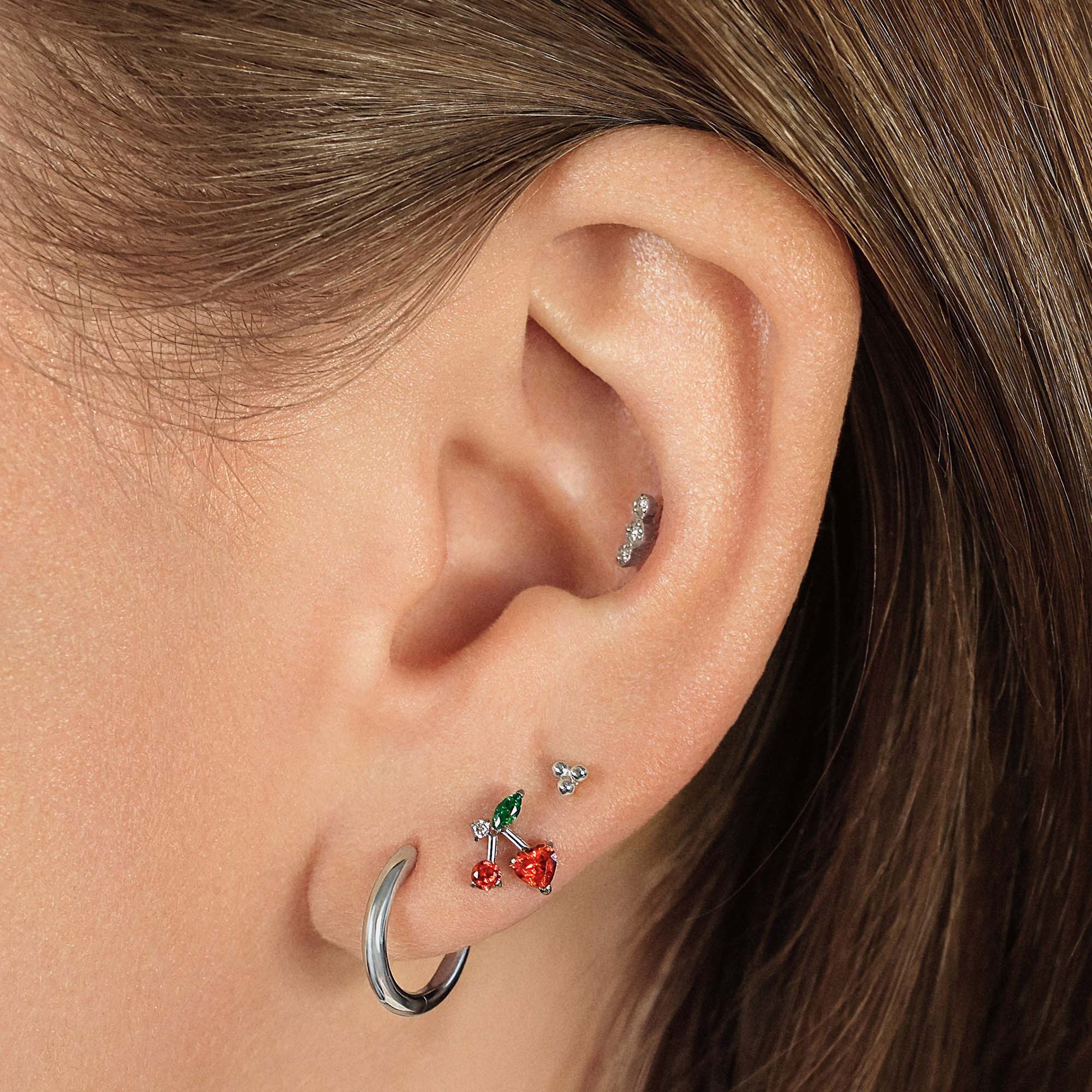 Titanium Cherry CZ Flat Back Stud - Image 2